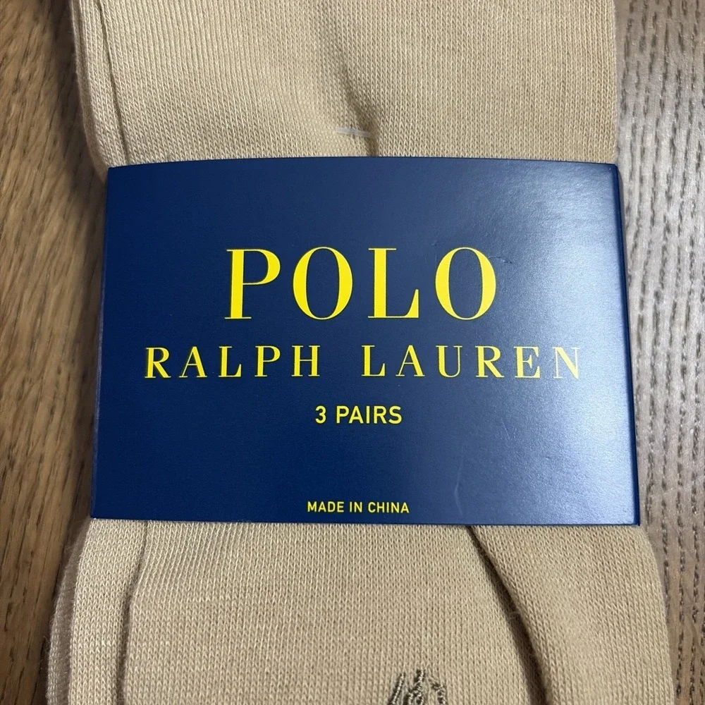 NEW 3 PAIRS PACK MENS RALPH LAUREN POLO CREW SOCKS 97% POLYESTER BLUR / GREY